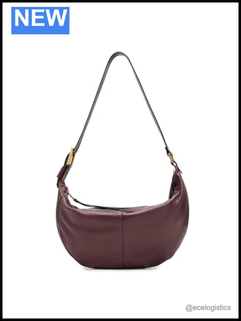 Leather Lamb Hobo Shoulder Bag with Zipper Closure, Lightweight